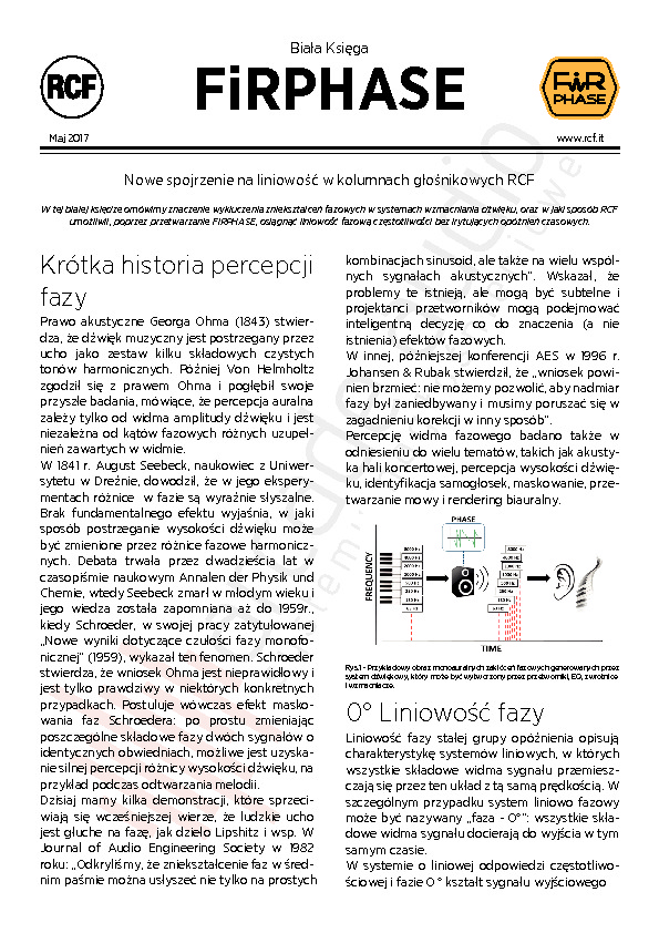 Katalog produktów: RCF FiRPHASE Biała Księga